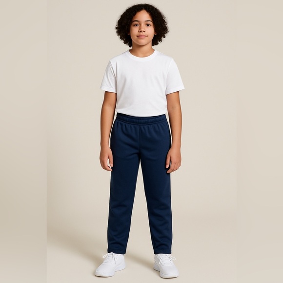 Nike Kids Therma-FIT Open-Hem Athletic Training Pants Large Navy Winter Gym - Picture 2 of 11